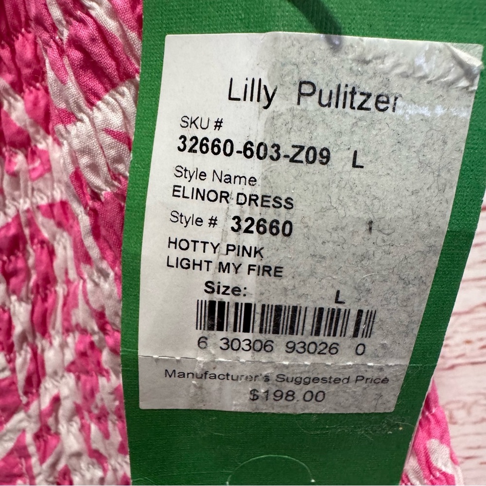NWT Lilly Pulitzer Elinor Dress in Hotty Pink Light My Fire Sz L - Picture 10 of 14